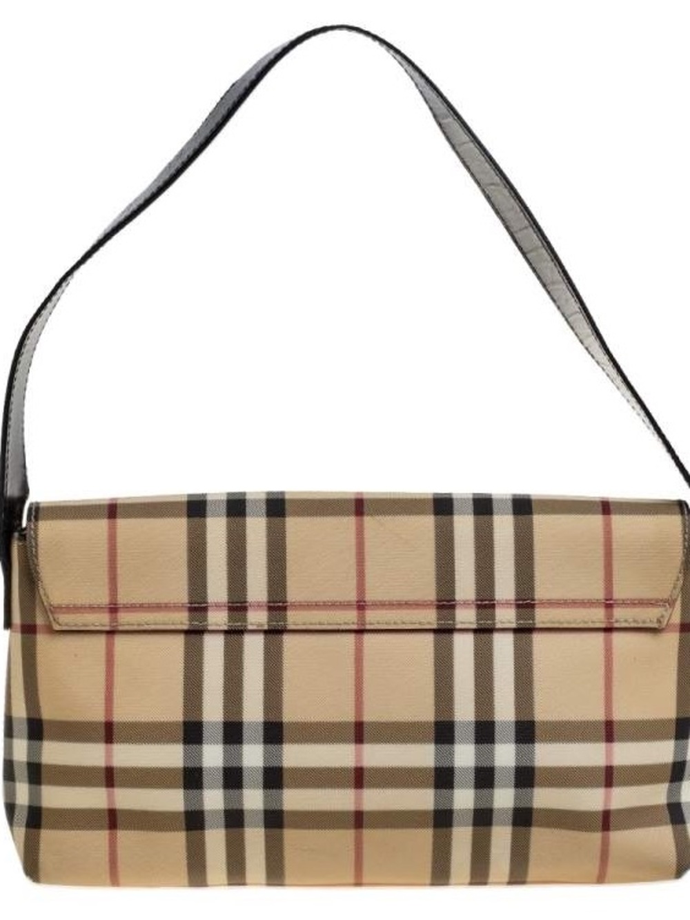 Burberry Beige Check Canvas Shoulder Bag with Black Trim - Picture 16 of 16